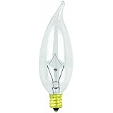 Feit Electric 40CFC/15-130 40-Watt Flame Tip Bulb with Chandelier Candelabra Base, Clear, 15 Pack