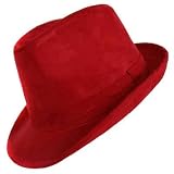  : RICH SOLID RED MICRO SUEDE STRUCTURED FEDORA HAT