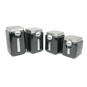 Oggi 5324.3-4 Black Canister Set with Stainless Steel Lids 4-pc. by Oggi