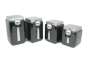 Oggi 5324.3-4 Black Canister Set with Stainless Steel Lids 4-pc.