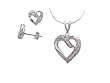 Sterling Silver Pink CZ Lined Heart Necklace and Earring Set