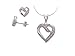 Sterling Silver Pink CZ Lined Heart Necklace and title=
