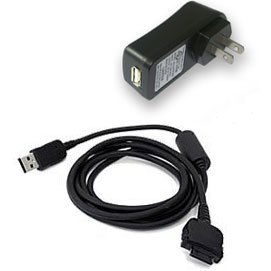 For Palm Treo 650 / LifeDrive / For Palm TX / Tungsten T5 / E2 Sync and Charge Cable - USB Travel Charger Adaptor Bundle (US Standard)