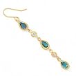 14K DANGLE EARRINGS W/ 6X4MM BLUE TOPAZ & CZ