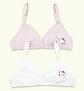 2 Pack - Older Girls' Pure Cotton Floral & Stripe Bras