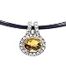 14K White Gold Golden Topaz and Diamond Pendant