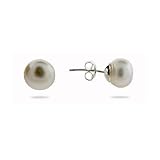 Eve's Addiction 9mm White Freshwater Pearl and Sterling Silver Stud Earrings