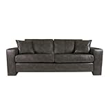 angelo:HOME Angelo Sofa in Renu Leather, Charcoal Gray