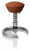 SWOPPER CLASSIC 3D-Aktiv-Bürostuhl Hocker Sitzpolster Normal, Farbe choco, Fussring mit Metallgleiter, Feder SMALL, Basis Titan, Federfarbe schwarz (SWOP20TSML)