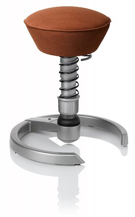 SWOPPER CLASSIC 3D-Aktiv-Bürostuhl Hocker Sitzpolster Normal, Farbe choco, Fussring mit Metallgleiter, Feder SMALL, Basis Titan, Federfarbe schwarz (SWOP20TSML)