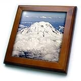Mount Ranier as few from a jet place as it nears Seattle.Mount Ranier National Park, Washington - 8x8 Framed Tile