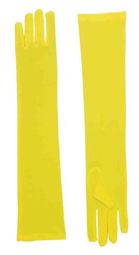 Long Yellow Adult Female Costume Nylon Dress Gloves