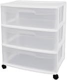 Sterilite Wide 3-Drawer Cart - White