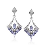 1.00 ct. t.w. Tanzanite Drop Earrings With Diamonds In Sterling Silver