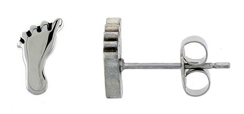 Small Surgical Steel Footprint Stud Earrings