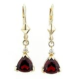 14-Karat Yellow Gold Garnet and Diamond Triangle Earrings