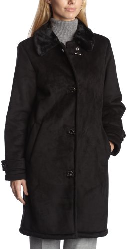 Liz Claiborne Women's Liz Claiborne Three Quarter Faux Suede W/ Faux Fur Collar.