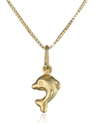 14k Yellow Gold Kids Pendant Necklace, 14"