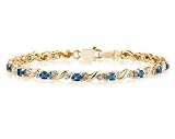 10k Yellow Gold Diamond and Sapphire Bracelet