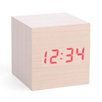 Wooden Cube Alarm Clock- Light