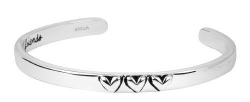 Sterling Silver “Chance Made Us Sisters Hearts Made Us Friends” Heart Cuff Bracelet