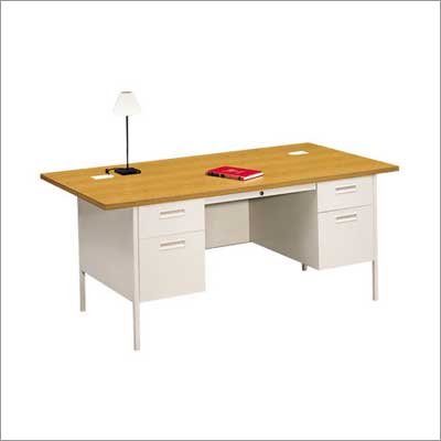 HON P3276+QQ Metro Classic 72" W Double Pedestal Office Desk Finish: Light Gray