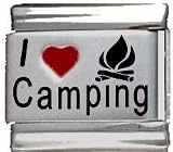 Clearly Charming I Heart Camping Red Heart Laser Italian Charm