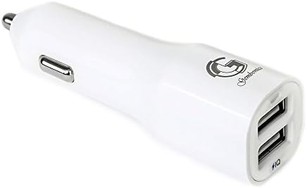 Gembonics® 24W High Speed Dual Port USB Car Charger for Phone 6 Plus 5S 5C 5 4S, iPads, Samsung Tablets and Phones S5 S4 S3, Galaxy Note, LG, HTC; Nexus, Motorola, Nokia, Tablets, iPods and other USB Charged Devices (White)