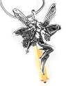Sterling Silver Fairy on Yellow Citrine Prism Healing Crystal Pendant