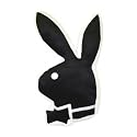 Playboy Kissen schwarz (black with white outline)