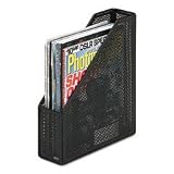 Punched metal and wire magazine file, black