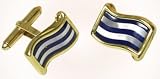  : 14K Solid Gold, Quartz & Lapis Cufflinks