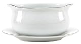 Nikko Ceramics White Lace Platinum Gravy & Stand