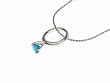 Sterling Silver CZ December Birthstone Ring Necklace with 18" Figaro Chain