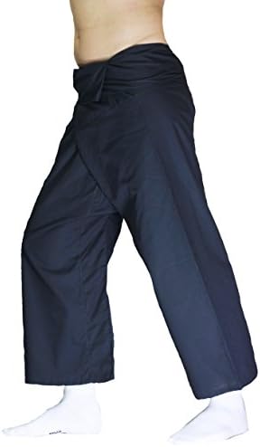 100% Cotton Capri Black Fisherman Wrap Pants Trousers Yoga Pants