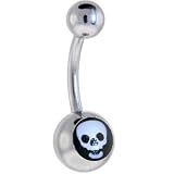 Black and White SKULL Logo Belly Button Ring