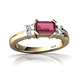 14K Yellow Gold Emerald-cut Genuine Pink Tourmaline Ring