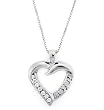 Sterling Silver I Love You Cubic Zirconia Heart Pendant w/18 Chain