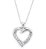 Sterling Silver I Love You Cubic Zirconia Heart Pendant w/18 Chain