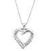 Sterling Silver I Love You Cubic Zirconia Heart Pendant w/18