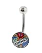 Genuine Ed Hardy Stainless Steel Belly Ring - Heart Lock Logo in 10mm - 14 Gauge - 5mm Ball - Sold Individually