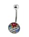 Genuine Ed Hardy Stainless Steel Belly Ring - Heart Lock Logo in 10mm - 14 Gauge - 5mm Ball - Sold Individually