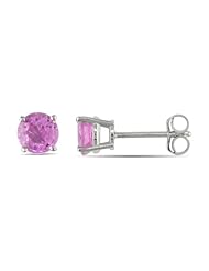 14k White Gold 1 1/5ct TGW Pink Sapphire Stud Earrings