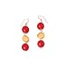14K Gold with Red Colored Mother-of-Pearl and Vermeil Coin Earrings