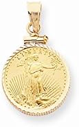 14k Yellow Gold Screw Top 1/10 oz American Eagle Coin Bezel Mounting