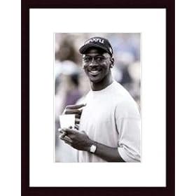 Micheal Jordon - basketball Superstar, Art Poster by John Mottern, with Wood Frame, poster size: 11