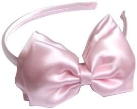 A Girl Company Satin Headband with Attached Layered Hair Bow (Pink)