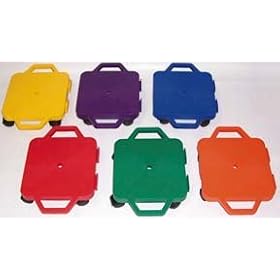12 Colored Connect-A-Scooter, - Set - Set of 6 (1 each color), with Nylon Casters - Gym... by