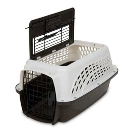 Petmate Two Door Top Load 19-Inch Pet Kennel, Metallic Pearl White and Coffee Ground Bottom