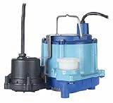Little Giant 506268 Steel Big John 1/3 HP 46 GPM Submersible Sump Pump with Piggyback Vertical Diaphragm Switch and 10 Cord 506268